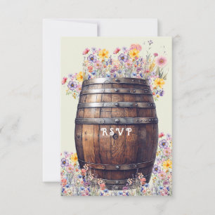 Cartons Réponse Fleurs de printemps en bois rustique en tonneau Wh