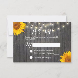Cartons Réponse Fleurs de tournesol et lampes à cordes Grange Mari