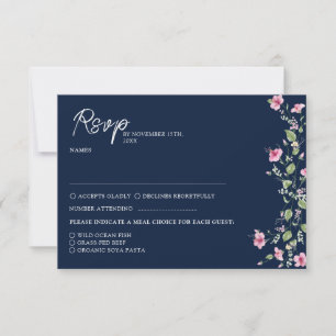 Cartons Réponse Fleurs d'Hibiscus Roses Bleu Marine Poussiéreux Ma