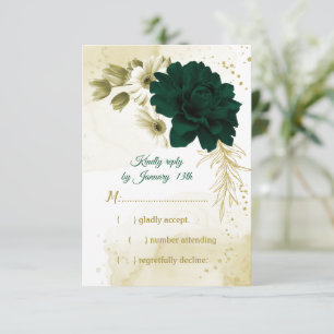 Cartons Réponse fleurs Extraordinaires en ivoire vert émeraude