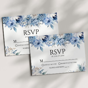 Cartons Réponse Fleurs Florales Bleues Dusty Jardin Mariage