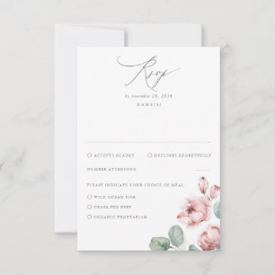 Cartons Réponse Fleurs roses poussiéreuses Elégant mariage rêveur 