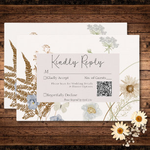 Cartons Réponse Fleurs sauvages sur Cream Mariage QR Code