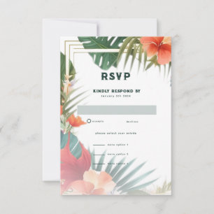 Cartons Réponse Fleurs tropicales aquarelle mariage de destination