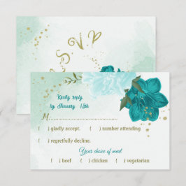 Cartons Réponse fleurs turquoise vert feuille