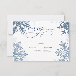 Cartons Réponse Flocons de Neige Argent Bleu Noël Hiver Mariage