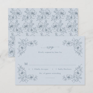 Cartons Réponse Floral bleu vintage