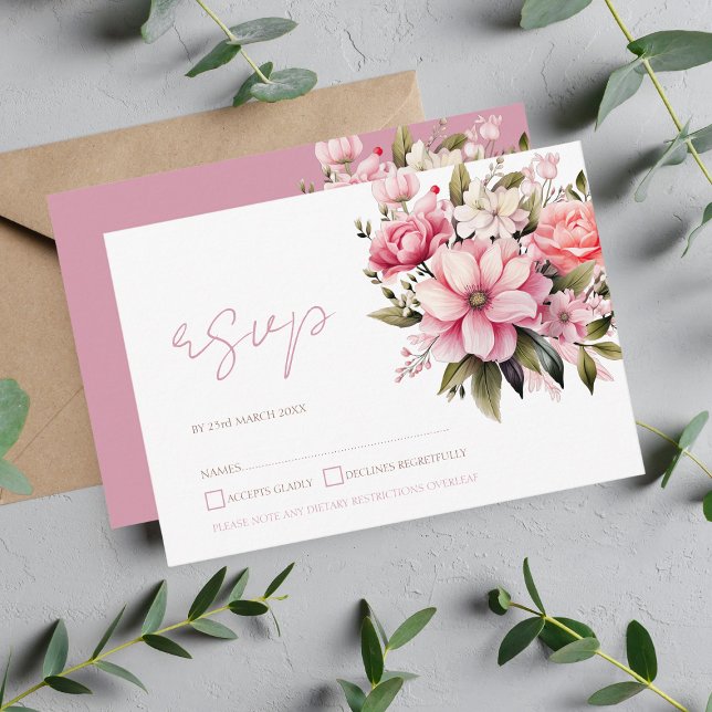 Cartons Réponse Floral Dusty rose Fleur sauvage Jardin d'été maria (Créateur téléchargé)