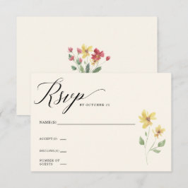 Cartons Réponse Floral Elegant Boho Fleur sauvage d'été Mariage