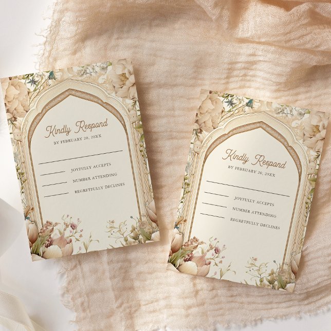 Cartons Réponse Floral Garden Indian Palace Mariage (Créateur téléchargé)