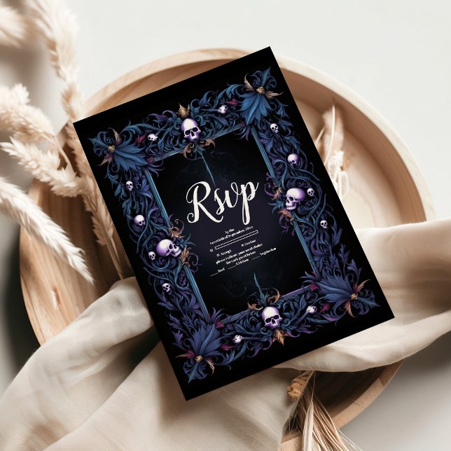 Cartons Réponse Floral Gothique Mariage d'Halloween (Créateur téléchargé)