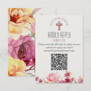 Cartons Réponse Floral Inspirational Kindly Répondre QR Code Maria