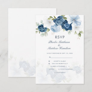 Cartons Réponse Floral moderne Dusty Bleu Botanique
