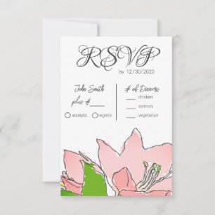 Cartons Réponse Floral rose et vert Mariage