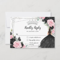 Floral rose noir Princesse d'argent Gown Quinceañe