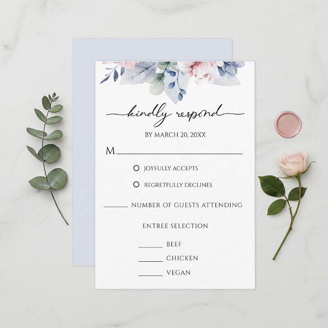 Cartons Réponse Floral Watercolor Botanical Wedding (Floral Watercolor Botanical Wedding RSVP Card)