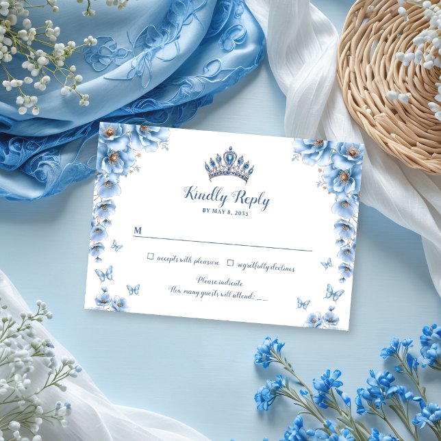 Cartons Réponse Flore fantastique Dusty Blue Princess Quinceañera (Créateur téléchargé)