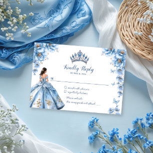 Cartons Réponse Flore Whimsical Dusty Bleu Tiara Quinceañera