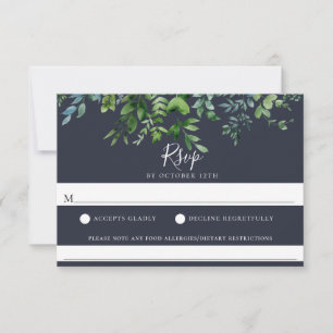 Cartons Réponse Folithe rustique Marine Bleu Mariage Allergie alim