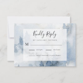 Cartons Réponse Forêt d'hiver Dusty Blue Watercolor Mariage