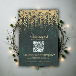 Cartons Réponse Forêt Enchantée Vigne Dorée Magique Mariage QR RSV