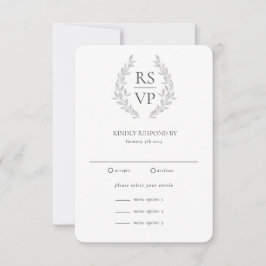 Cartons Réponse Formelle Black White Wreath Mariage personnalisé
