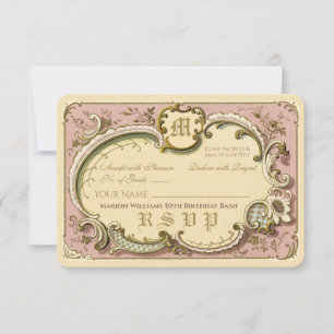 Cartons Réponse Français Rococo cadre élégant Antique Or rose