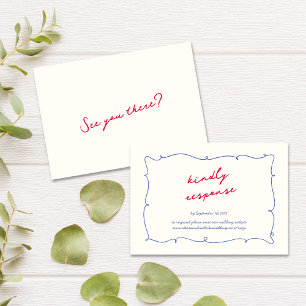 Cartons Réponse Fun Whimsical Wavy Bright Border & Script Mariage