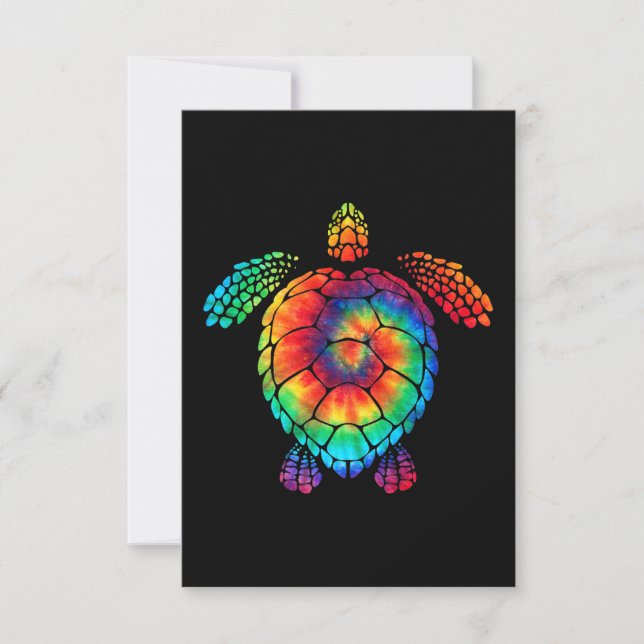 Cartons Réponse Funny Sea Turtle Ocean Tie Dye Rainbow Hippie (Devant)
