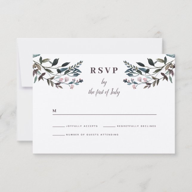 Cartons Réponse Garden Crest Rustic Kraft Floral Response Mariage (Devant)