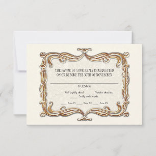 Cartons Réponse Gatsby Art Déco Nouveau dentelle Faux Gold Tulip