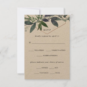 Cartons Réponse Geo Kraft verdoyant Rose Gold Mey Choice Mariage