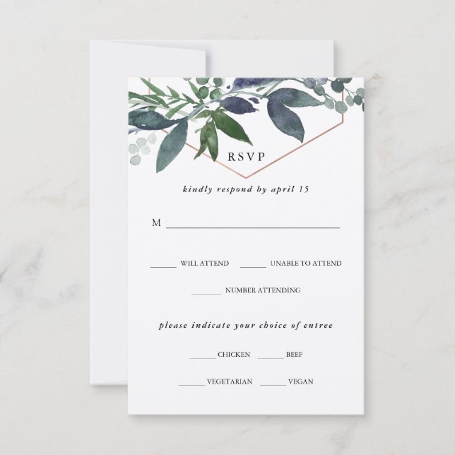 Cartons Réponse Geo Kraft verdoyant | Rose Gold Mey Choice Mariage (Devant)