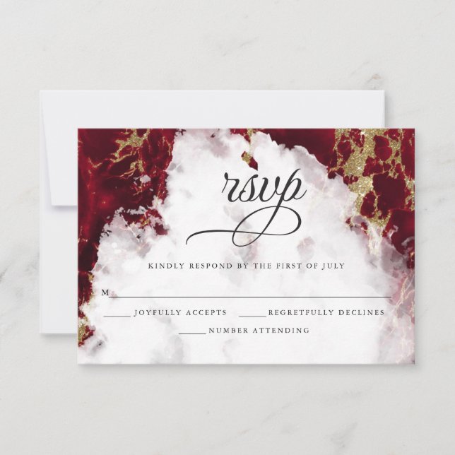 Cartons Réponse Géode d'aquarelle rouge Ruby BarefootBride™ (Devant)