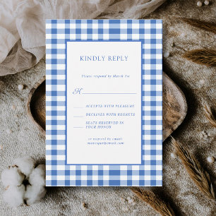 Cartons Réponse Gingham à carreaux bleus bébé Mariage rustique