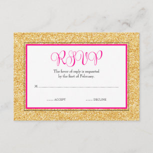 Cartons Réponse Glam Faux Parties scintillant Bat mitzvah rose or