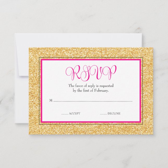 Cartons Réponse Glam Faux Parties scintillant Bat mitzvah rose or  (Devant)