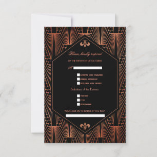 Cartons Réponse Glam Roaring 20s Grand Mariage noir de cuivre Gats