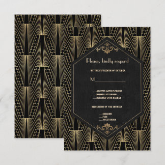 Cartons Réponse Glam Roaring 20s Great Gatsby Art Deco Wedding