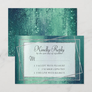 Cartons Réponse Glitzy Foil   Faux vert de mer Étincelle métalliqu