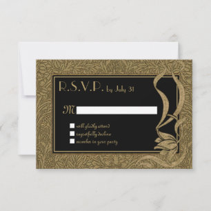 Cartons Réponse Gold Black Art Nouveau Élégant Mariage unique