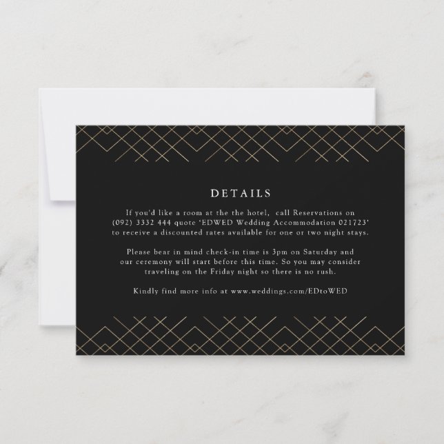 Cartons Réponse Gold Black Elegance Diamond Geo Deco Mariage (Devant)