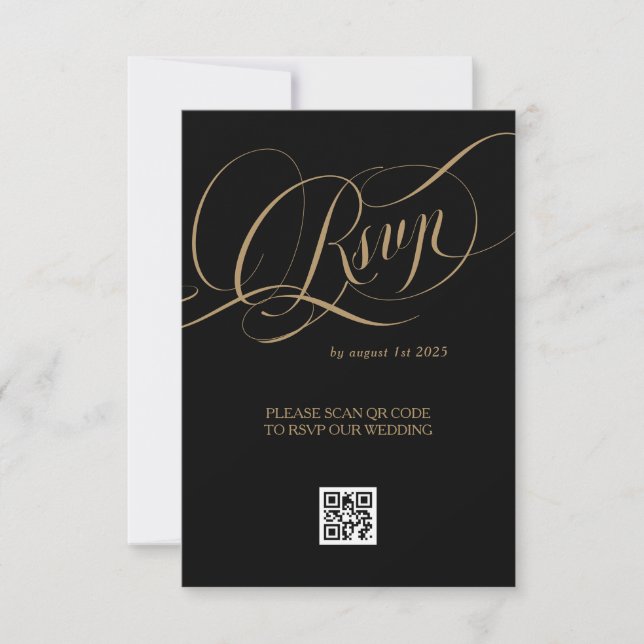 Cartons Réponse Gold Black Elegant Mariage romantique (Devant)
