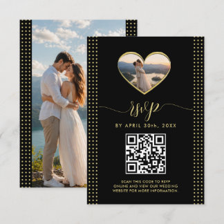 Cartons Réponse Gold & Black Polka Dot Personalized wedding