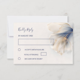 Cartons Réponse Gold Blue Smokey Flower Wedding