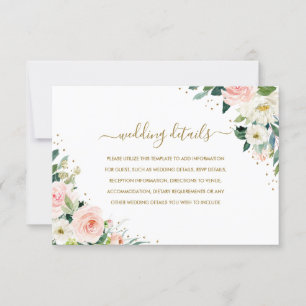 Cartons Réponse Gold Botanical Blush Floral Détails du Mariage