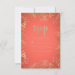 Cartons Réponse Gold Coral moderne Orange Elégant Mariage plage
