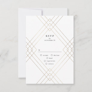 Cartons Réponse Gold Dark Navy Elegance Diamond Geo Deco Mariage