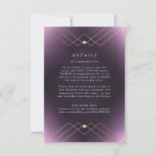 Cartons Réponse Gold Diamond violet Mariage géométrique Gatsby