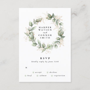 Cartons Réponse Gold Eucalyptus Mariage Wreath Verdure Moss Sages